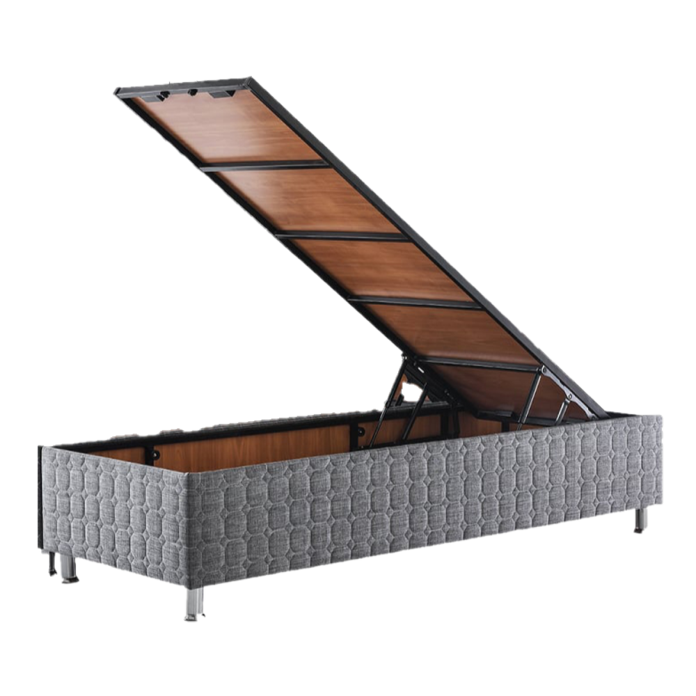 Butaş 90x190 Browni Gri Sandıklı Kumaş Baza