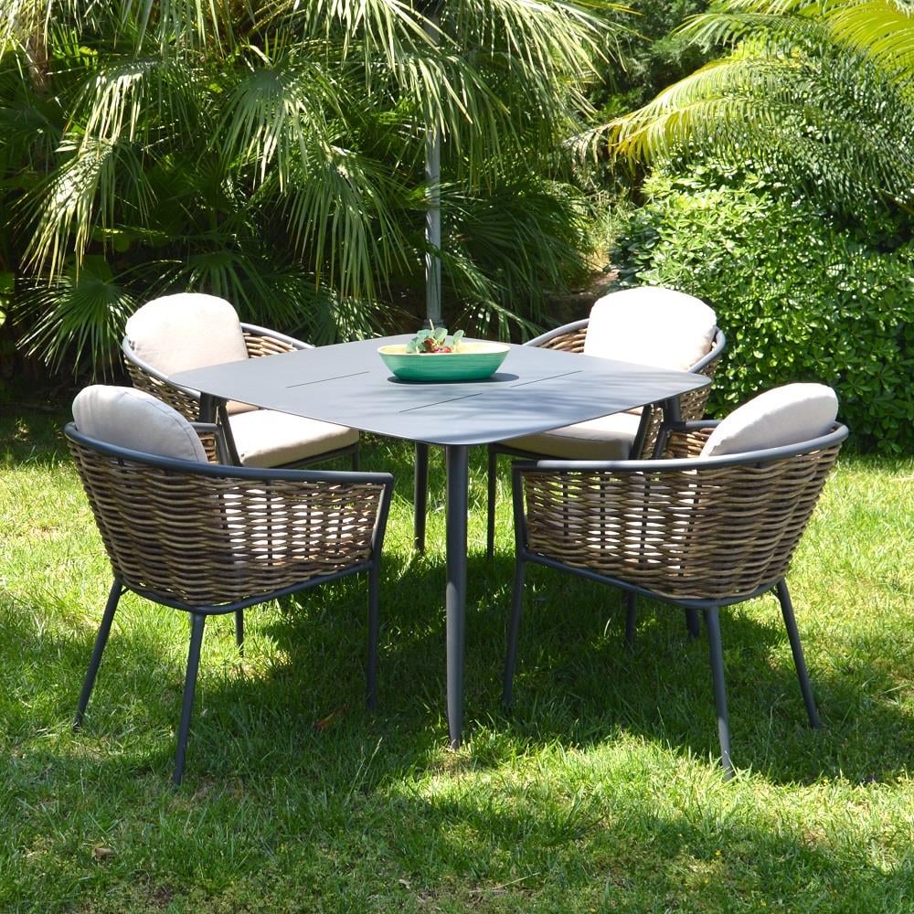 Havanna Dörtlü Dinning Alüminyum + Örgülü Set