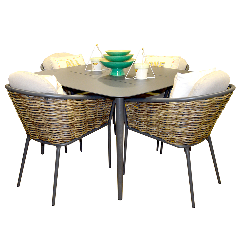 Havanna Dörtlü Dinning Alüminyum + Örgülü Set