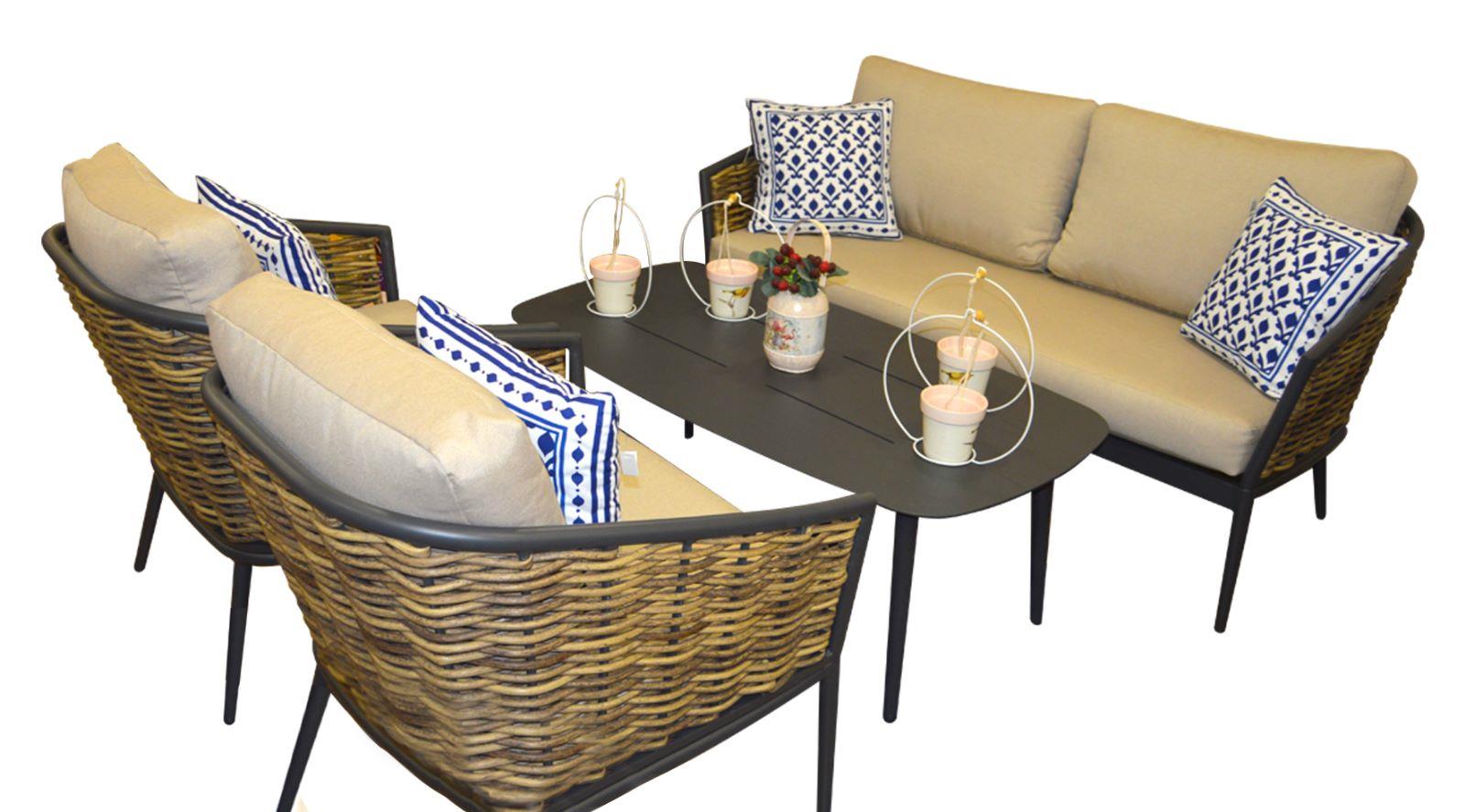 Havanna İkili Lounge Alüminyum + Örgülü Set