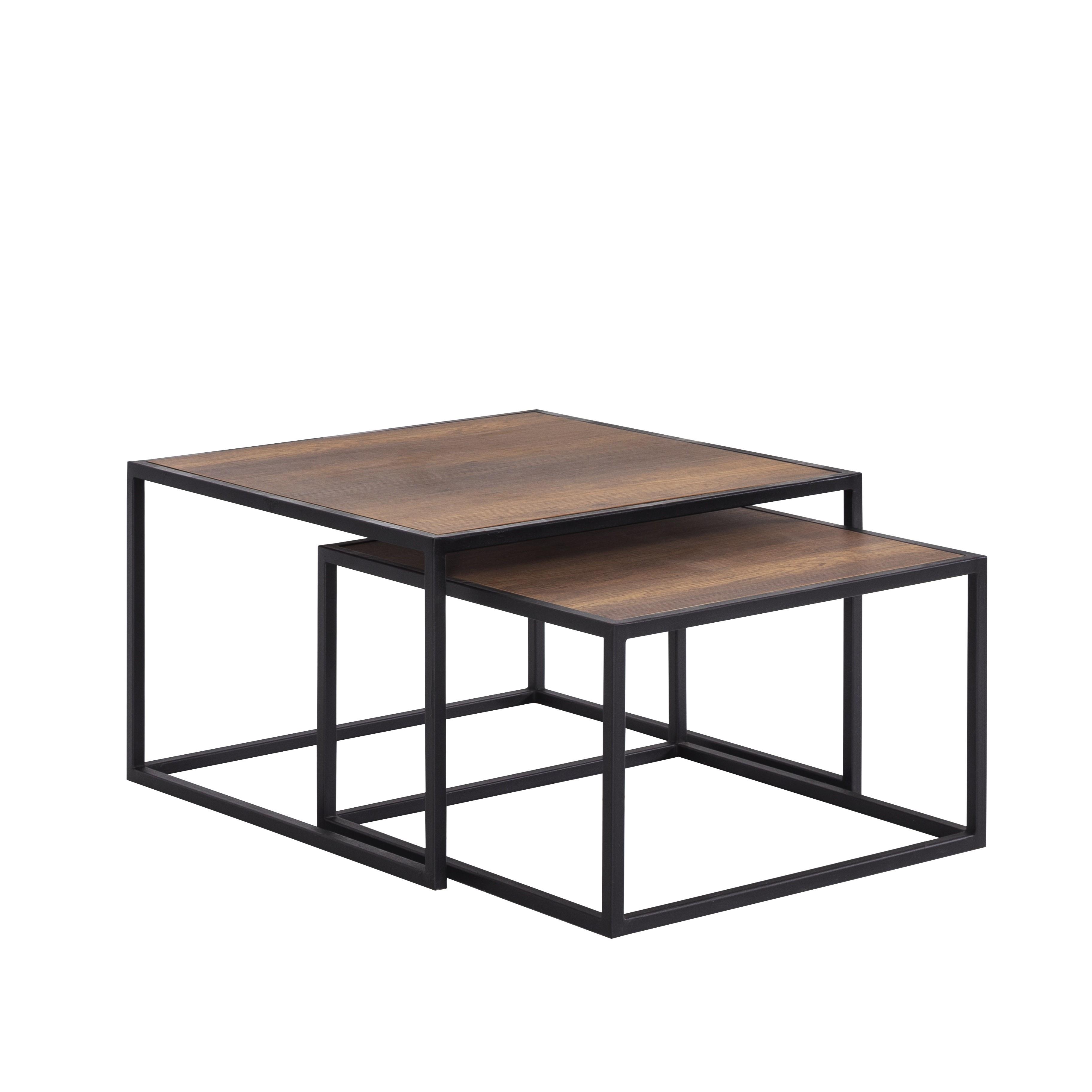 Nola İkili Metal Ayaklı Kare Orta Sehpa Takımı 70X70cm / 60X60cm