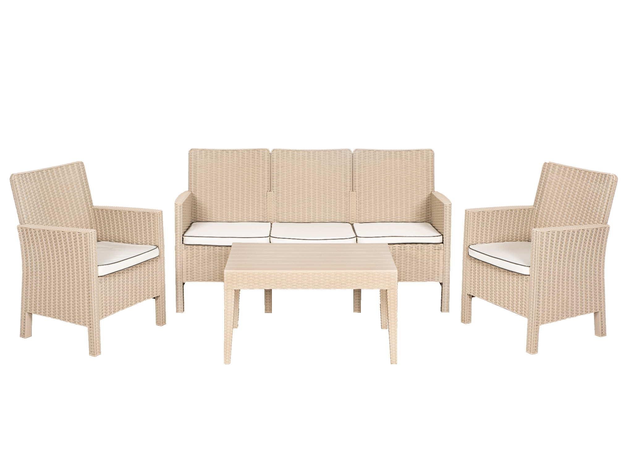 Nova Üçlü Krem Set, Minderli, 3+1+1+S