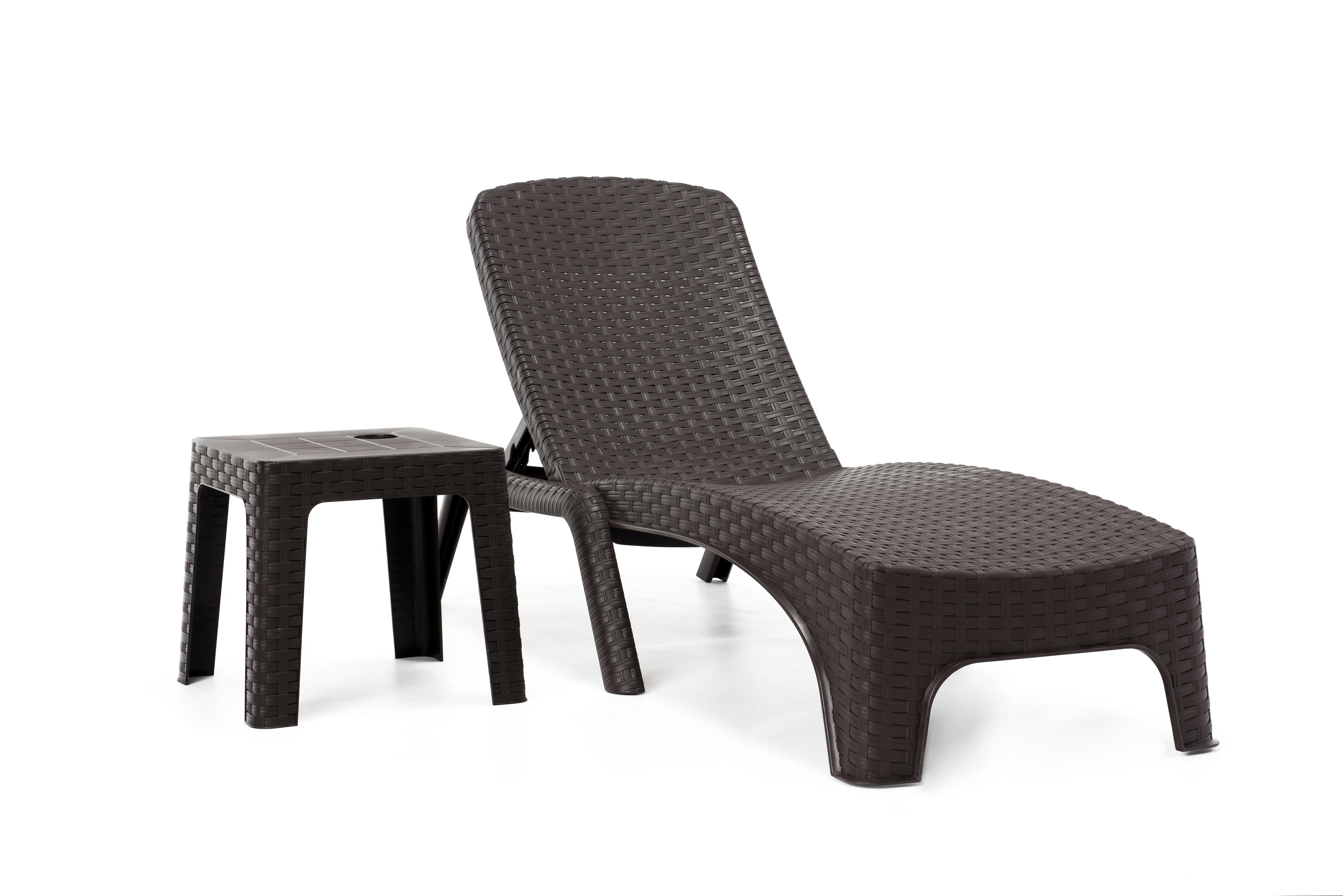 Roma Plastik Rattan Şezlong Kahve