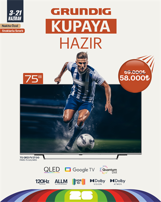 75 inch Grundig Google QLed TV 120Hz / 75GRD-FV2T00 (PARIS 75 GJQ 9455)