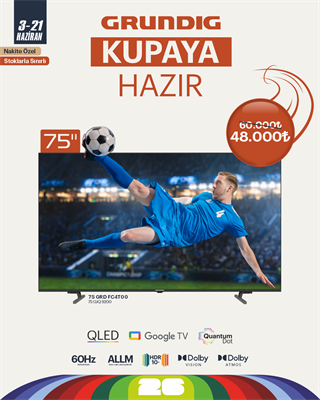 75 inch Grundig Google QLed TV / 75GRD-FC4T00 (75 GJQ 9200)