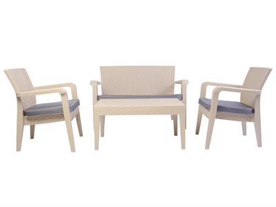 Alaska İkili Krem Set, Minderli, 2+1+1+S