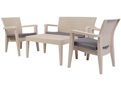 Alaska İkili Krem Set, Minderli, 2+1+1+S