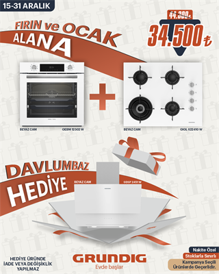 Beyaz Cam Set (Davlumbaz Hediye)