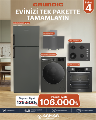 Beyaz Eşya Paketi 4 (Buzdolabı + Çamaşır + Fırın + Ocak + Davlumbaz)