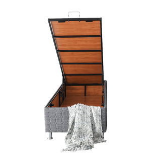 Butaş 90x190 Browni Gri Sandıklı Kumaş Baza