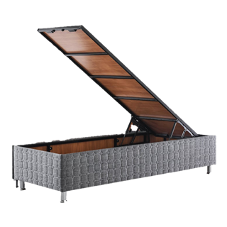 Butaş 90x190 Browni Gri Sandıklı Kumaş Baza