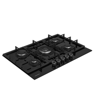 GIGL 7235250 Grundig Ankastre 75cm 5 Gözlü (1 Wox + 4 Gaz) Siyah Cam Ocak