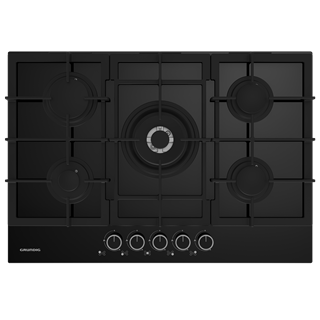 GIGL 7235250 Grundig Ankastre 75cm 5 Gözlü (1 Wox + 4 Gaz) Siyah Cam Ocak