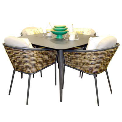 Havanna Dörtlü Dinning Alüminyum + Örgülü Set