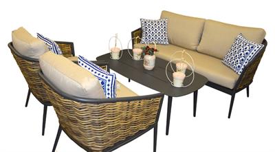 Havanna İkili Lounge Alüminyum + Örgülü Set