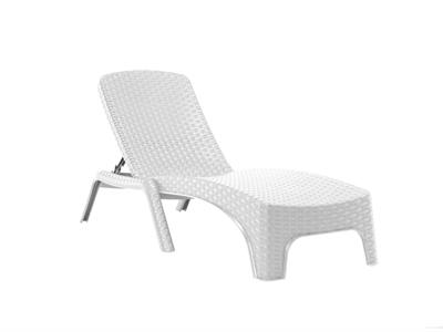 Roma Plastik Rattan Şezlong Beyaz
