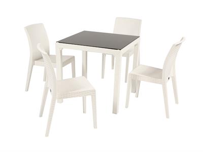 Siena Rainbow Rattan Kolsuz Sandalye Beyaz