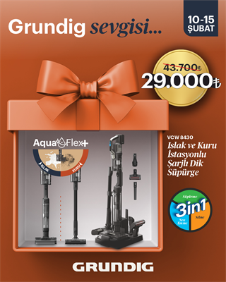 VCW 8430 Grundig AquaFlex+™ Toz Torbasız Islak / Kuru Şarjlı Dik Süpürge