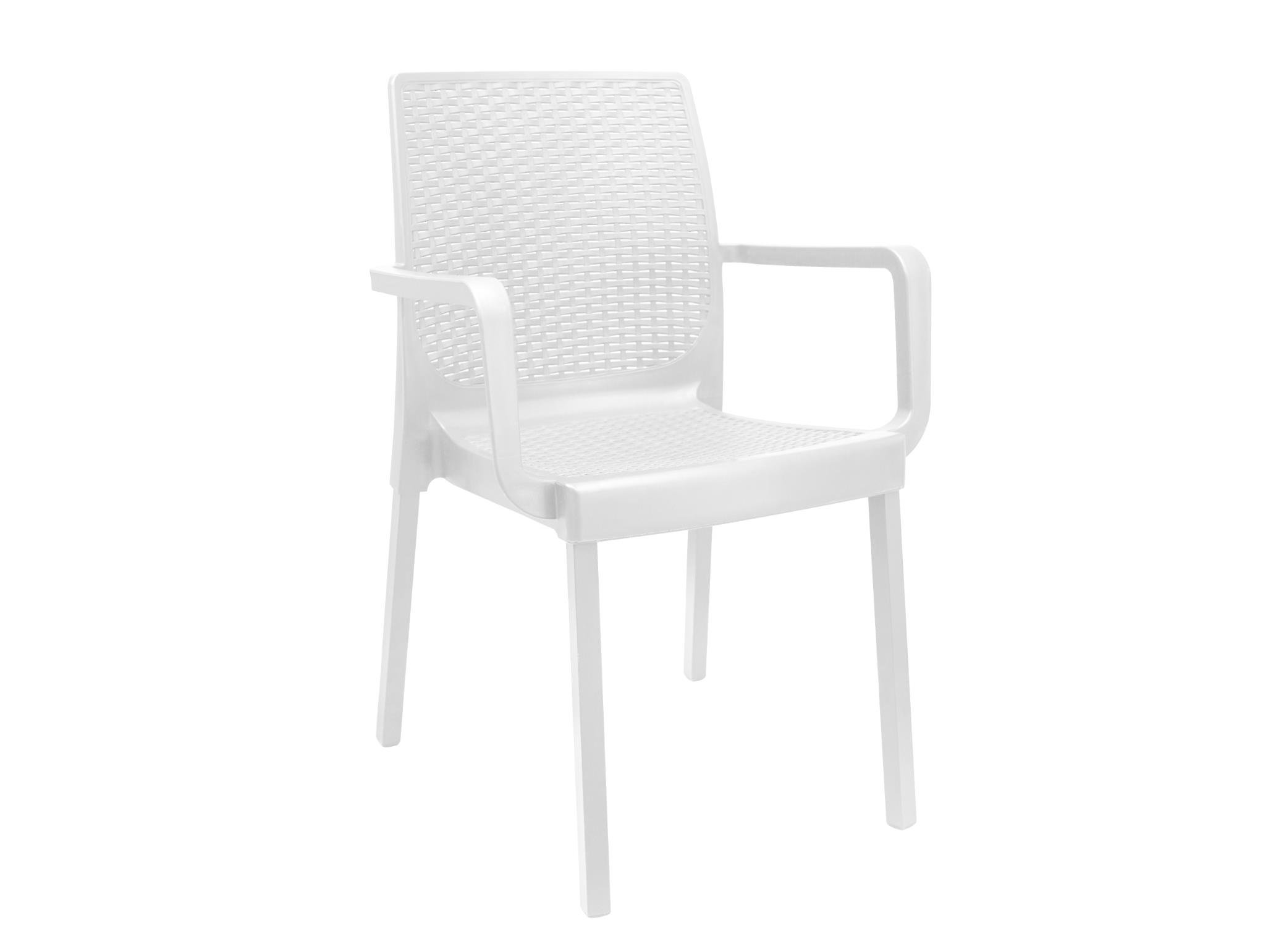 Napoli Metal Ayaklı Plastik Beyaz Rattan Kollu Sandalye | Sandalyeler