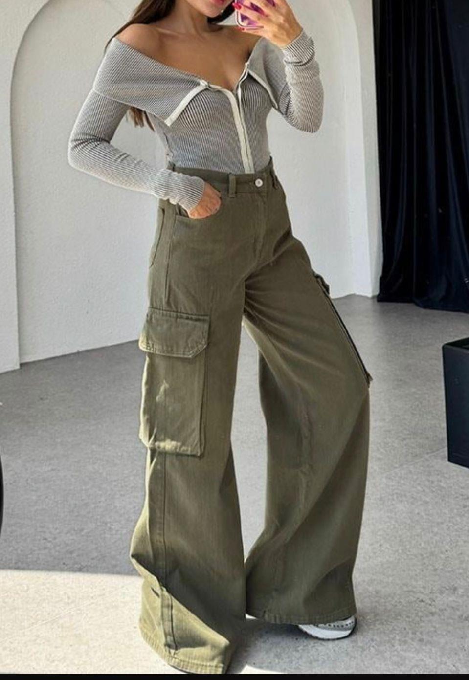 Haki Cepli Jean Kargo Pantolon