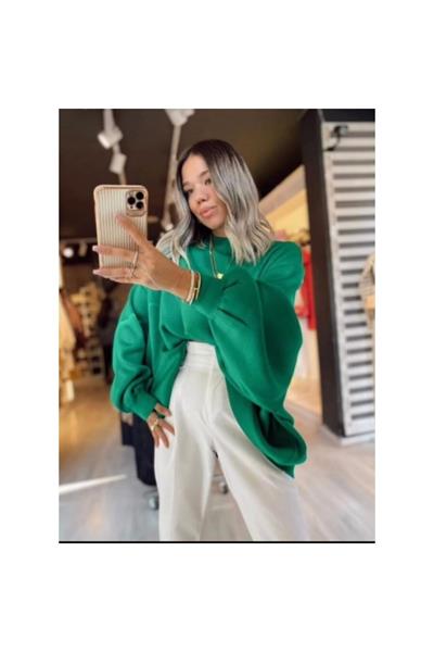 Balon Kol Yeşil Triko