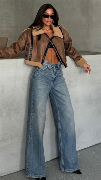 İçi Kürklü Kahve Mini Mont