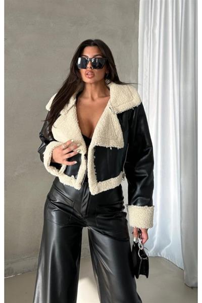 Kürklü Siyah Deri Ceket