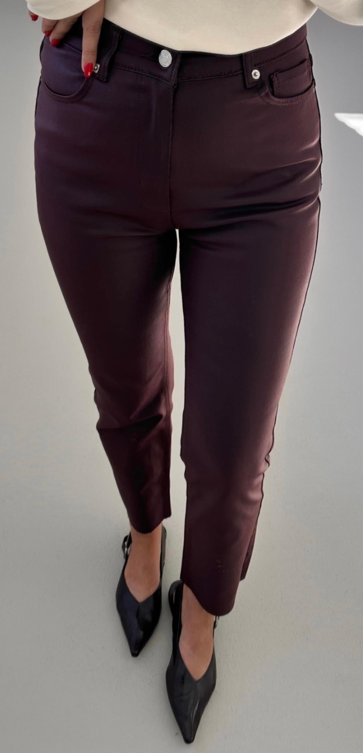 Bordo Paçası Kesik Mumlu  Boyfit Jean Pantolon