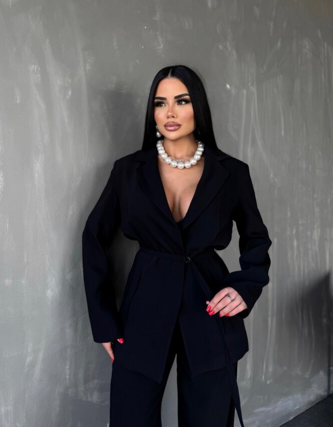 Premium Blazer Siyah Ceket Pantolon Takım