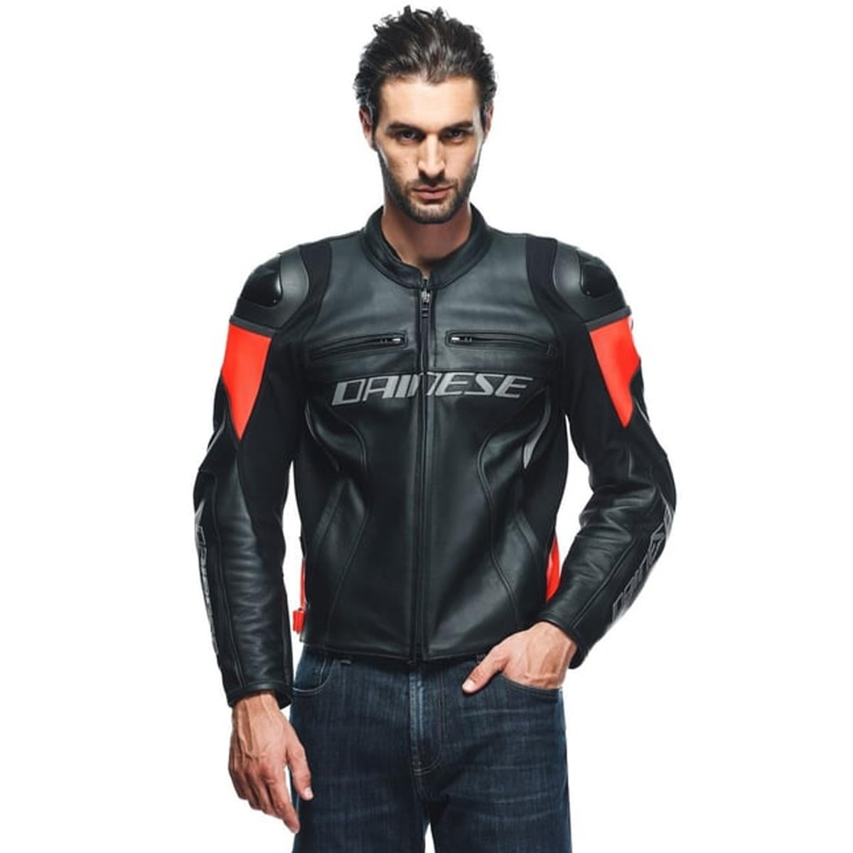 Dainese Racing 4 Black Fluo Red Deri Mont