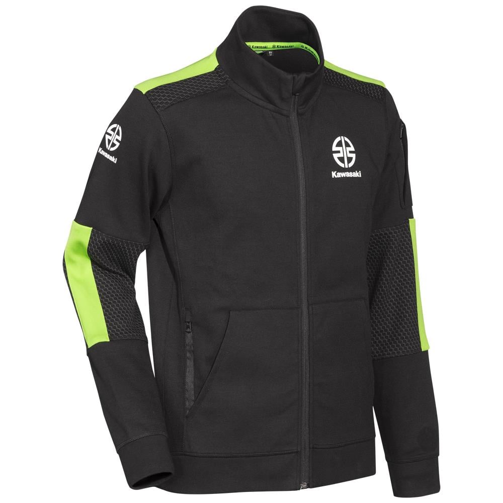 Kawasaki Erkek Fermuarlı Ceket Polar Siyah/Yeşil