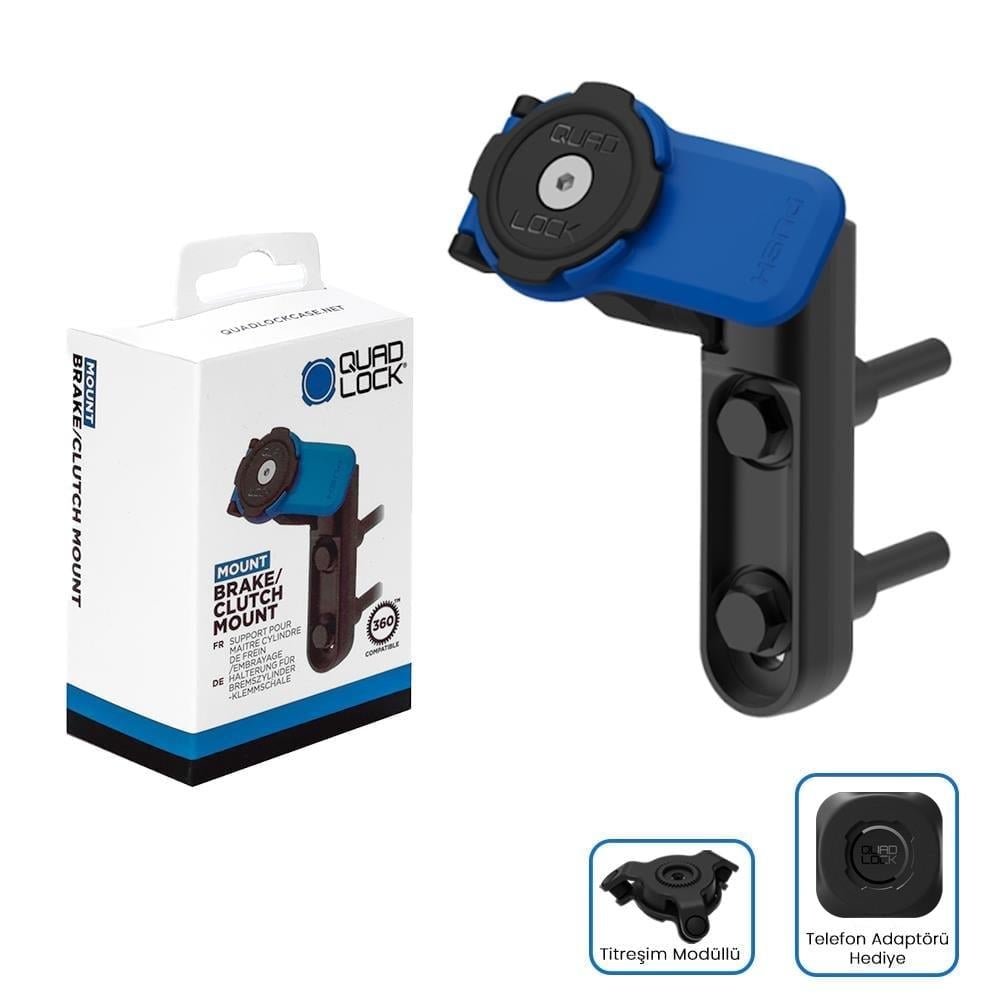 Quadlock Motosiklet Fren Debriyaj Bağlatılı Titreşim Modüllü Telefon Tutucu