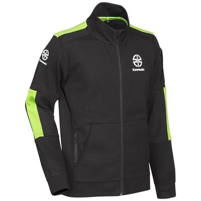 Kawasaki Erkek Fermuarlı Ceket Polar Siyah/Yeşil