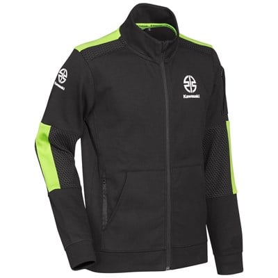Kawasaki Erkek Fermuarlı Ceket Polar Siyah/Yeşil
