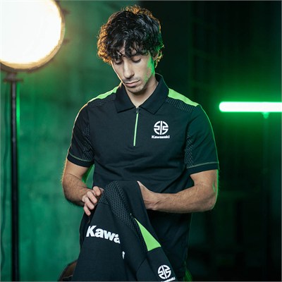 Kawasaki Erkek Polo Yaka Tişört Siyah/Yeşil