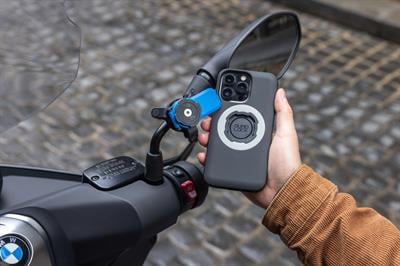 Quadlock Motosiklet Ayna Bağlantılı Titreşim Modüllü Telefon Tutucu