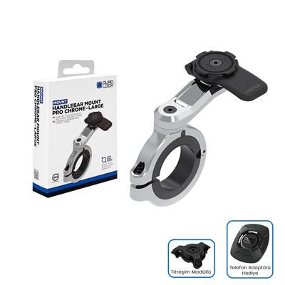 Quadlock Motosiklet Scooter Gidon Bağlantılı Pro Chrome Large Telefon Tutucu Seti