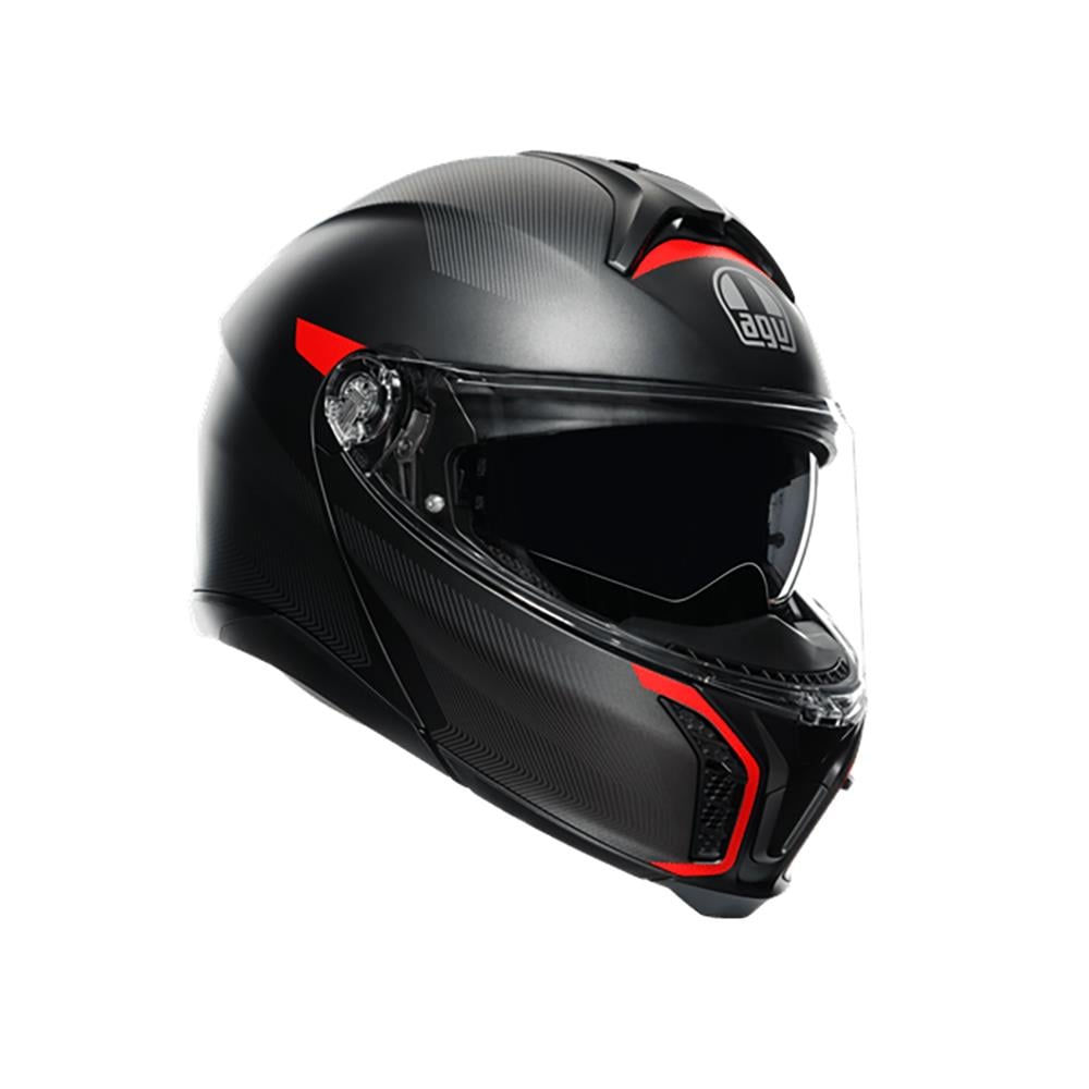 Agv Tourmodular Frequency Matt Gun Metal Red Çene Açılır Kask