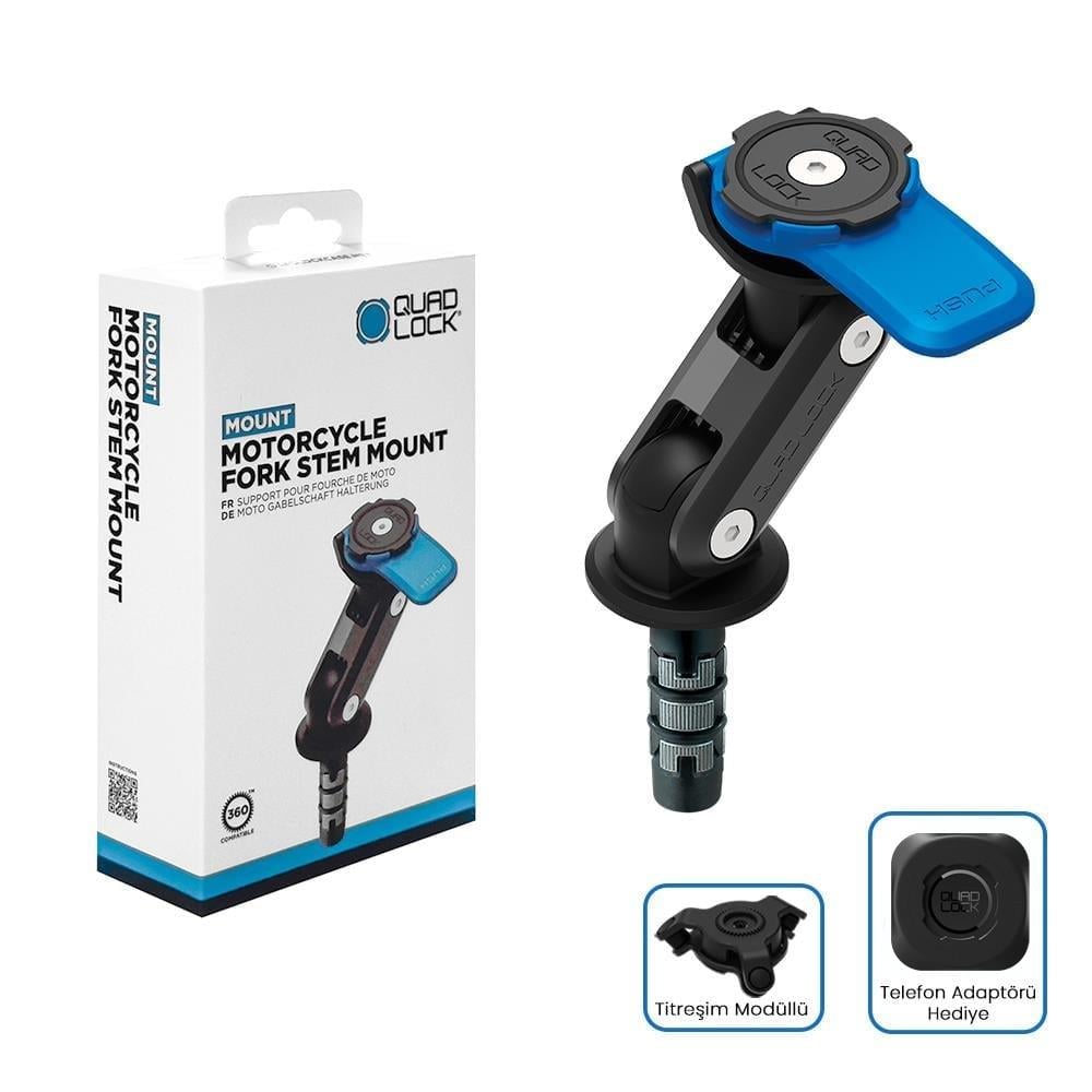 Quadlock Motosiklet Çatal Bağlantılı Telefon Tutucu Seti