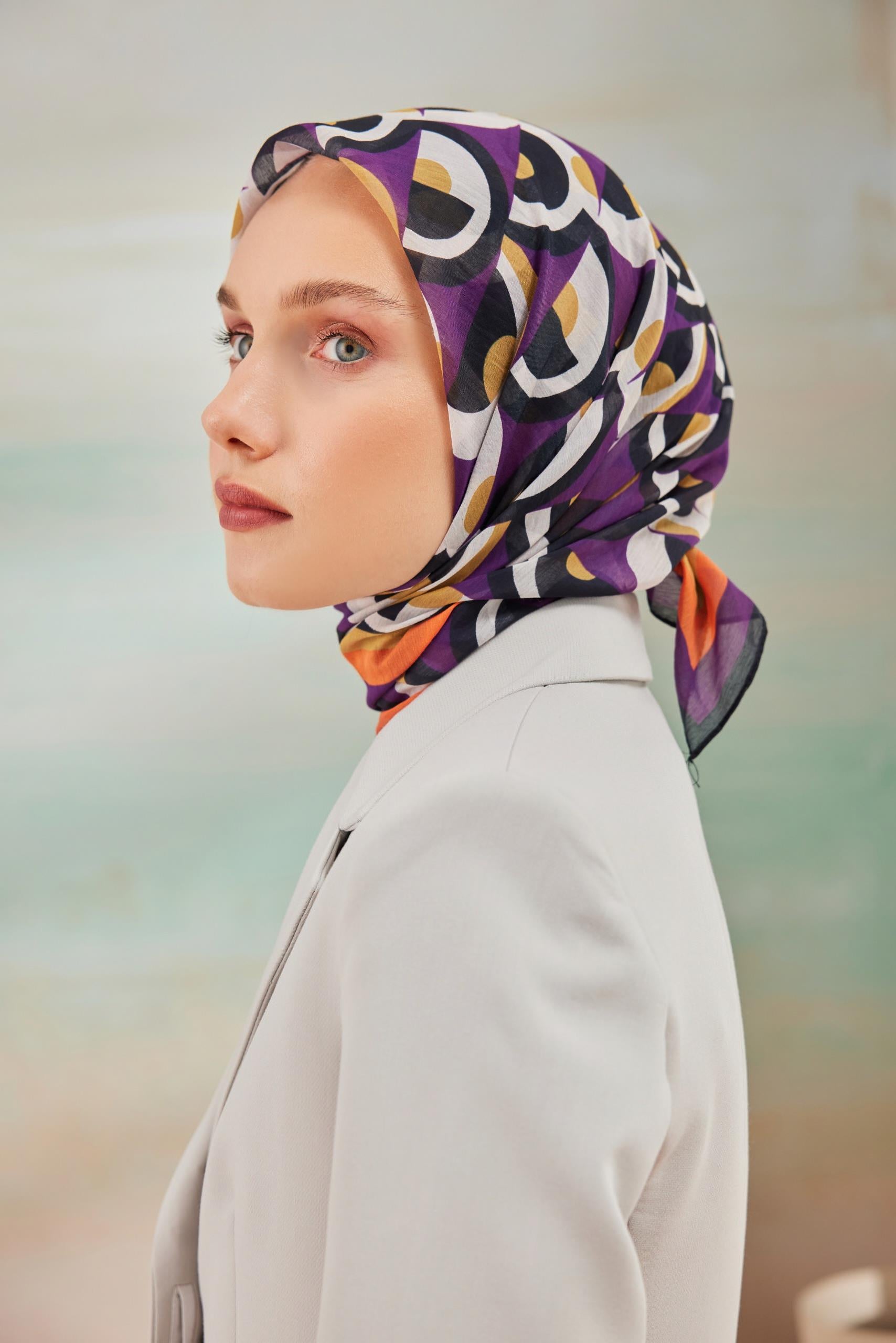 AY PAMUK İPEK EŞARP MOR