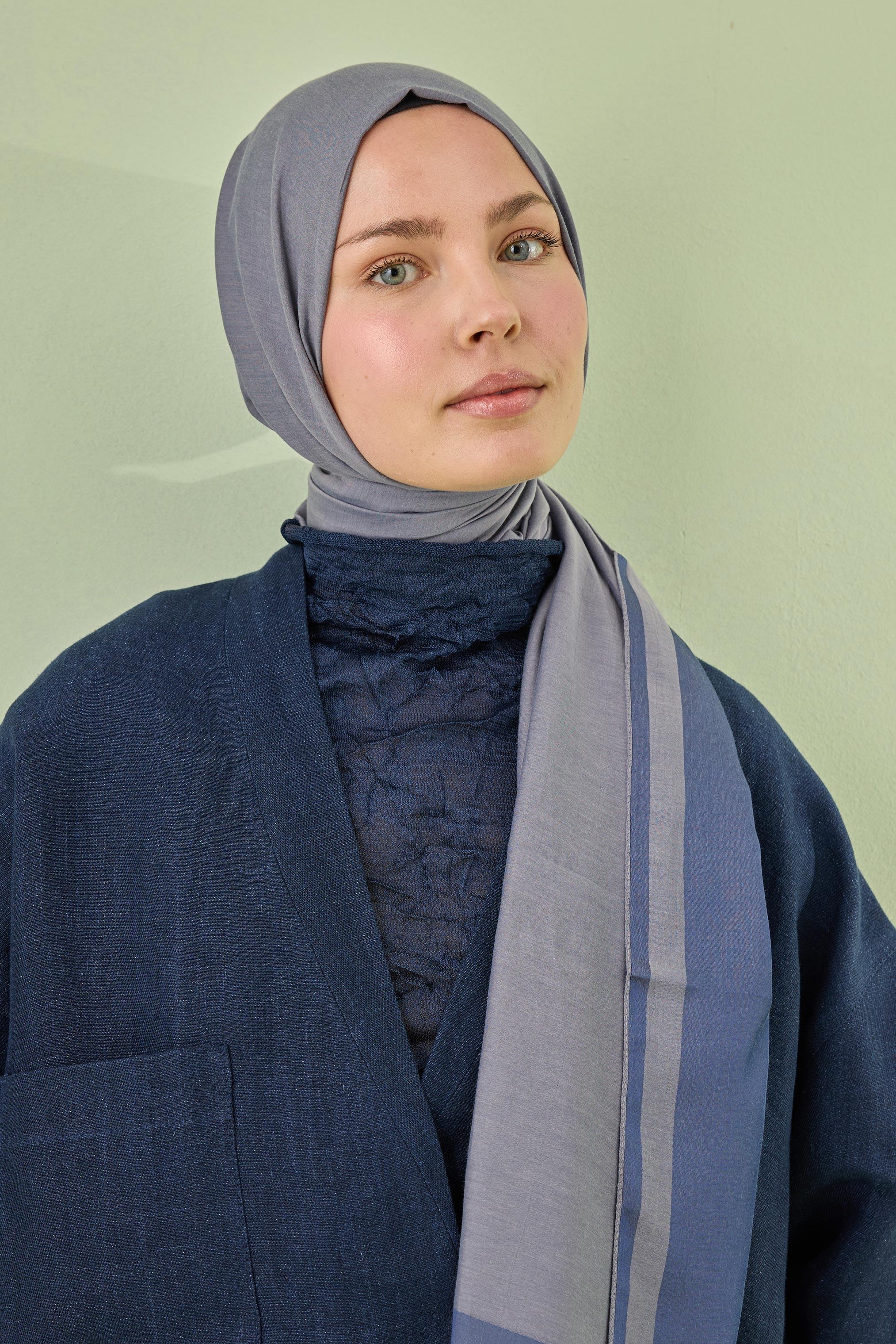 DÜZ PAMUK İPEK ŞAL İNDİGO