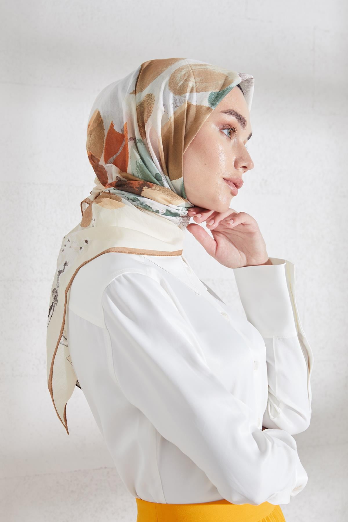 EBRU PAMUK İPEK EŞARP CAMEL