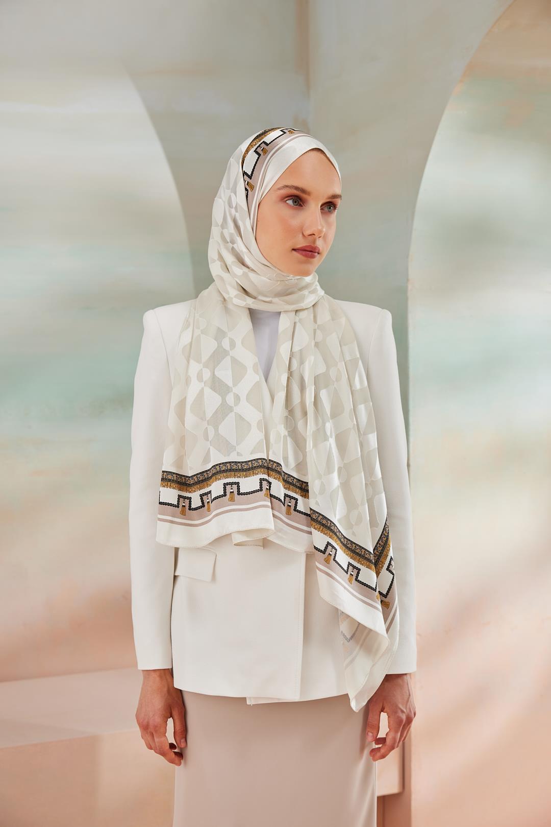 6343-1 DEVORE ŞAL BEYAZ - TARÇIN