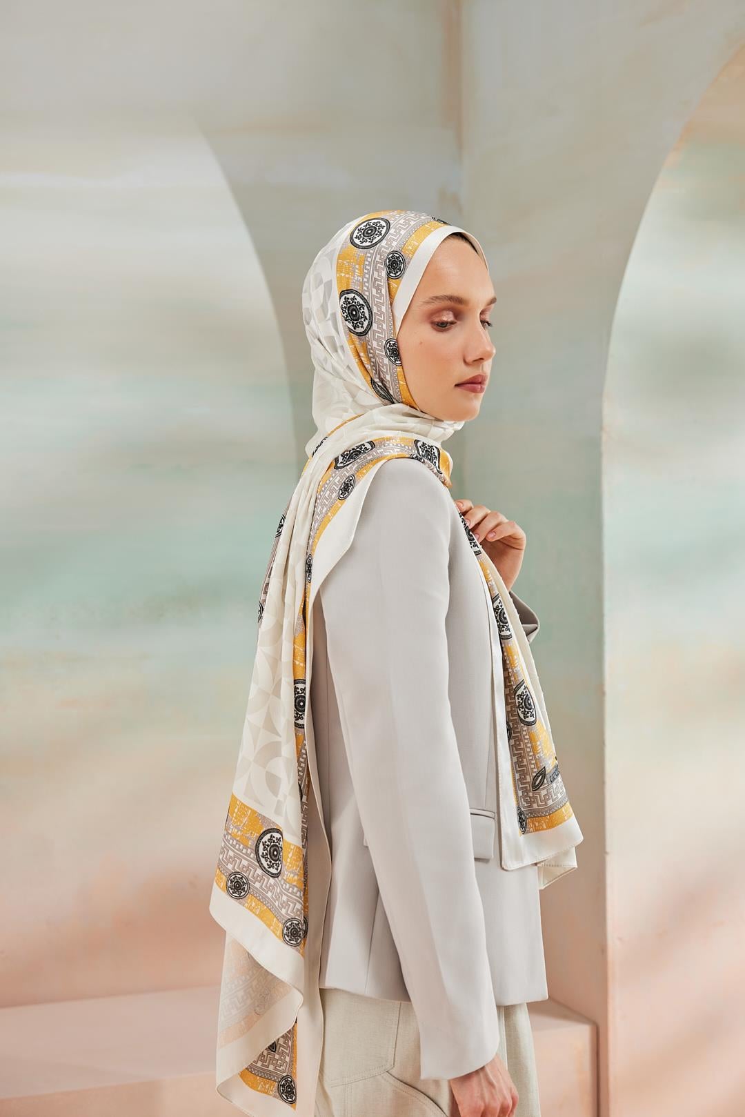 6343-2 DEVORE ŞAL BEYAZ - TARÇIN