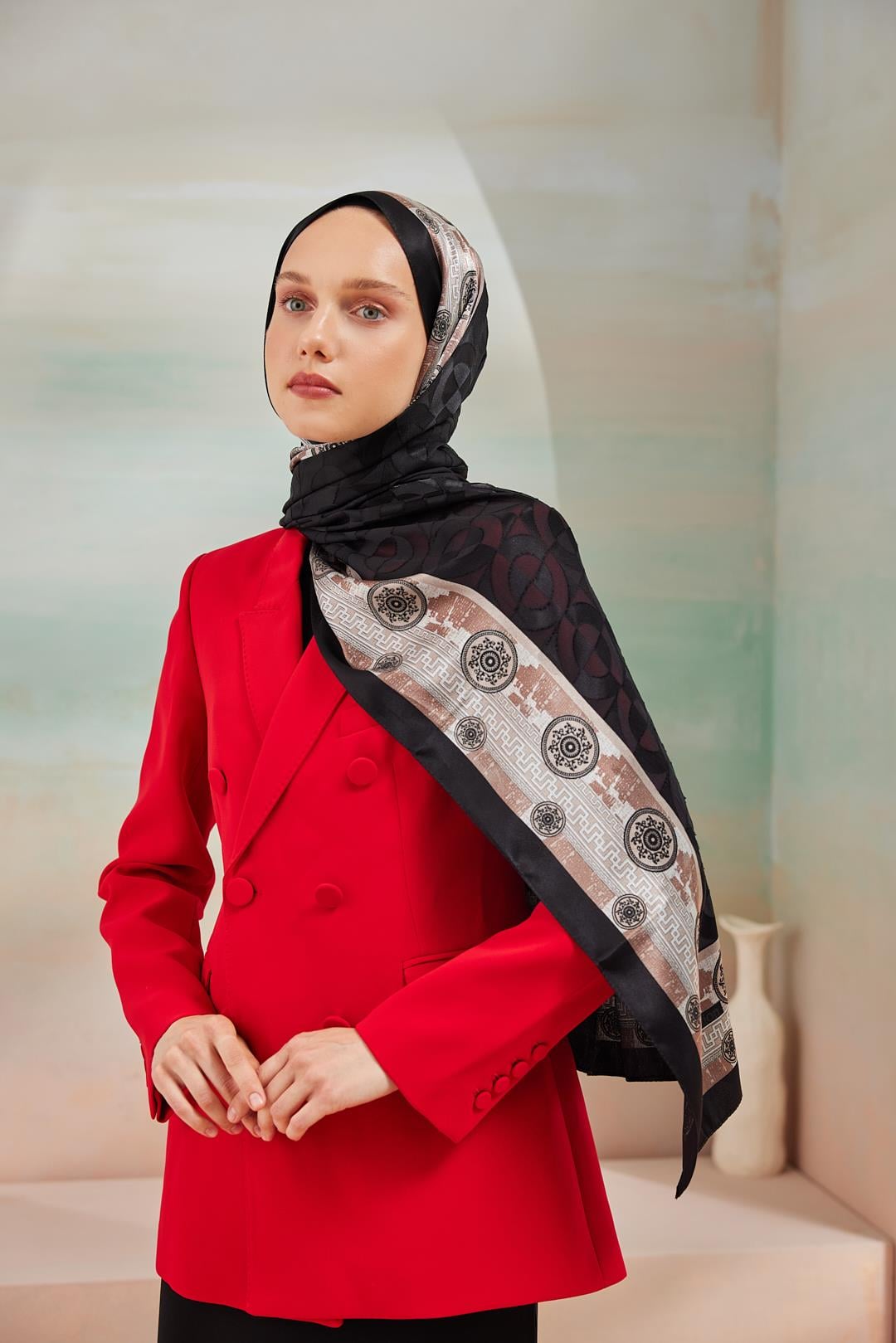 6343-2 DEVORE ŞAL SİYAH-VİZON