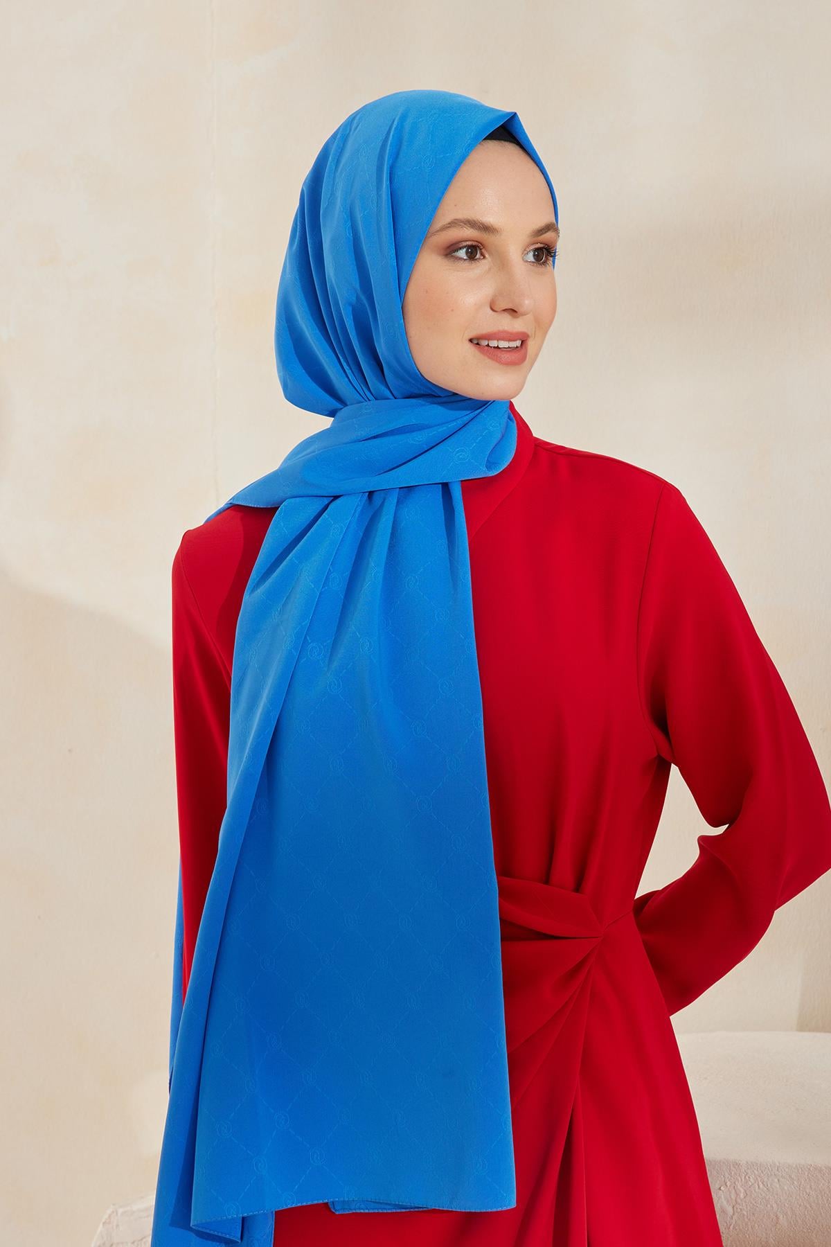 DÜZ CAPRİ ŞAL SAKS MAVİSİ