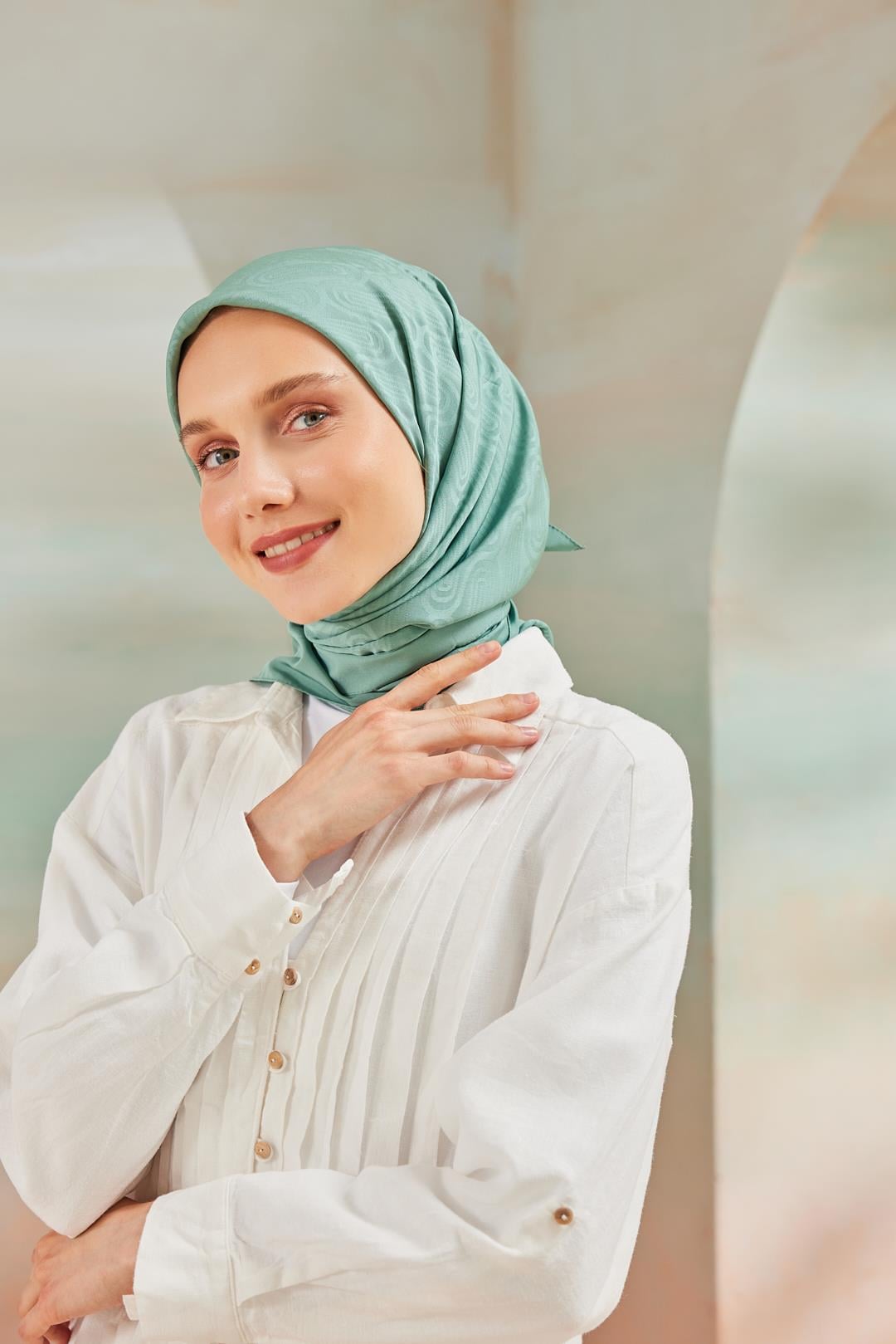 DÜZ CAPRİ SARMAL EŞARP MİNT YEŞİLİ