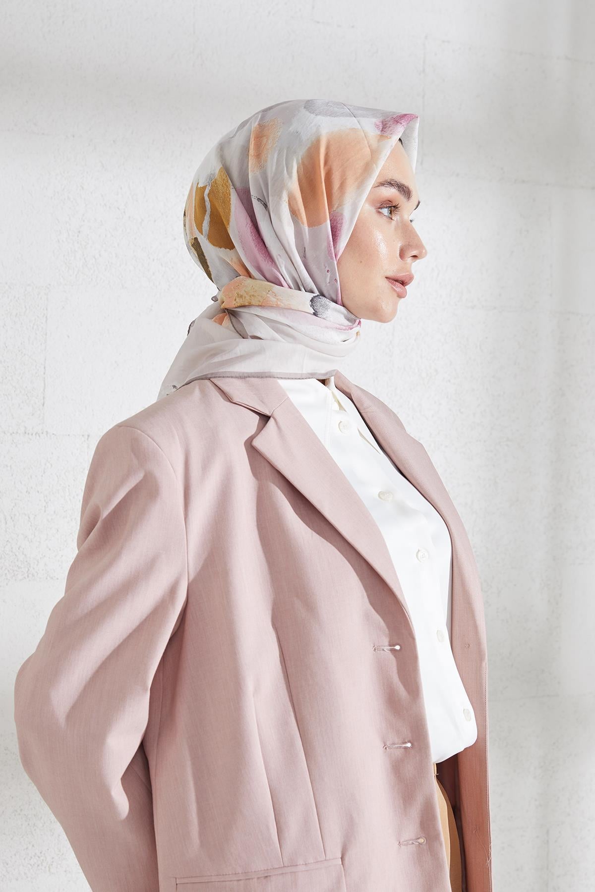 EBRU PAMUK İPEK EŞARP BEJ