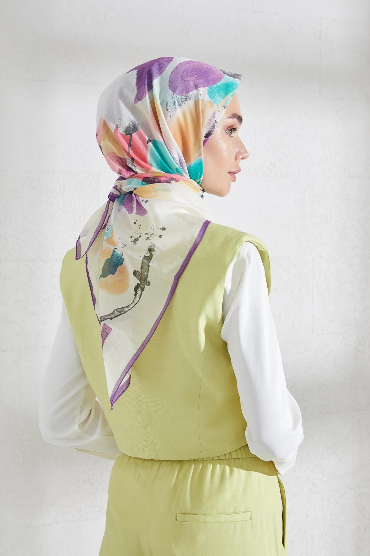 EBRU PAMUK İPEK EŞARP MOR