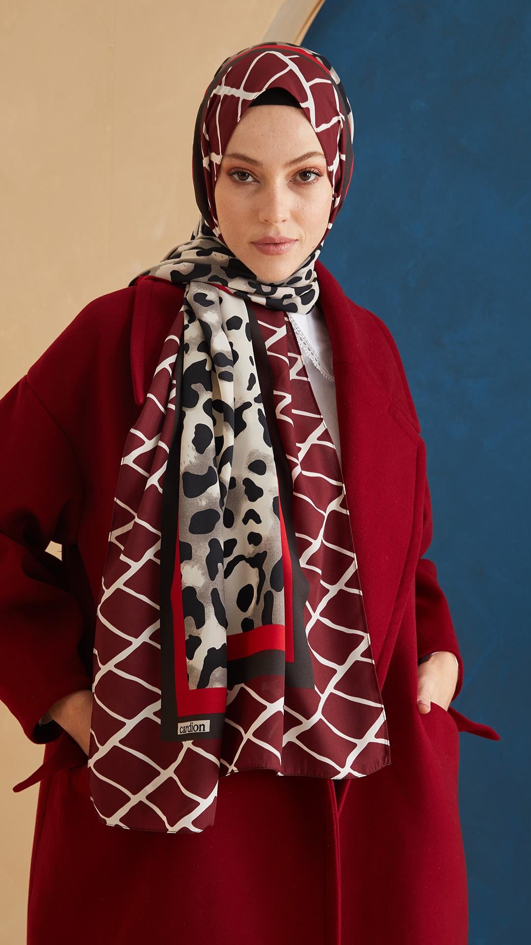 GEOMETRİK LEOPAR BORDO